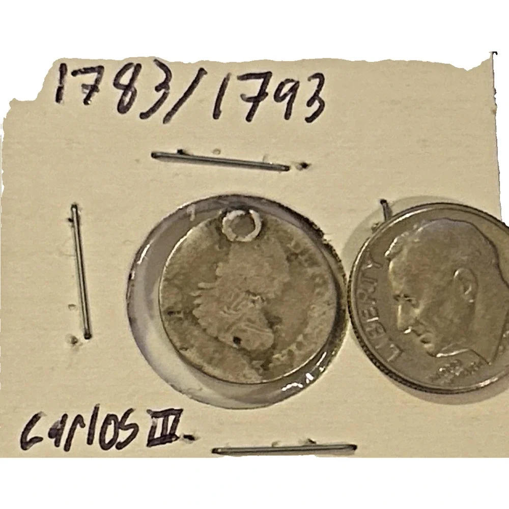 1783-Mo FF Mexico 1 Real Carlos III Spanish Colonial Silver Holed KM#78.2